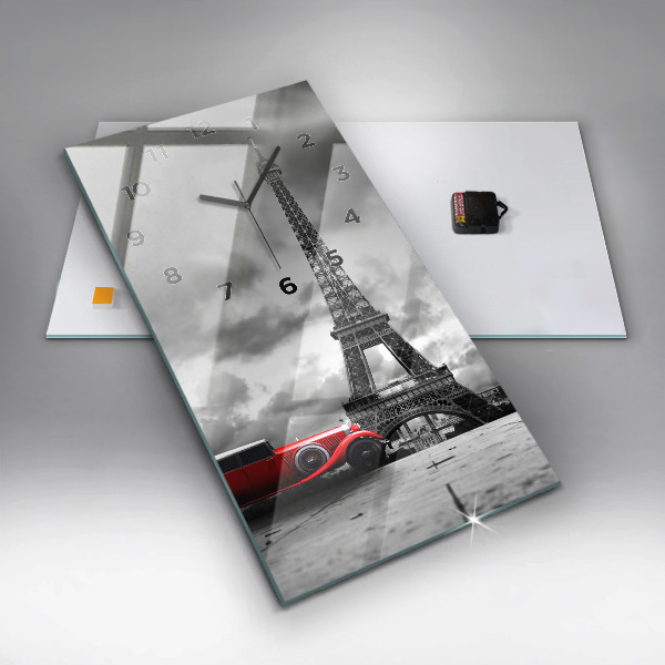 Modern vertical wall clock Effel Tower Paris