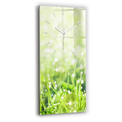Modern vertical wall clock Green grass