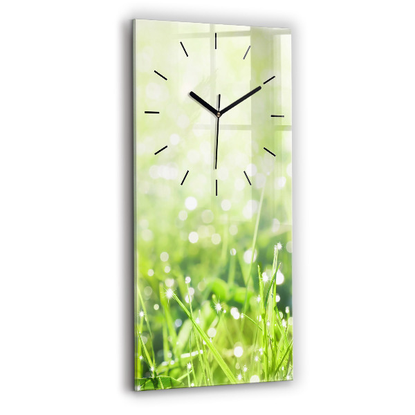 Modern vertical wall clock Green grass