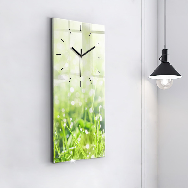 Modern vertical wall clock Green grass