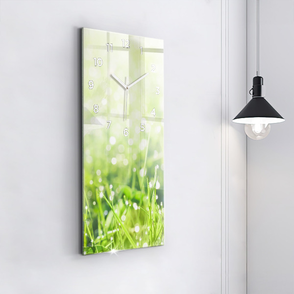 Modern vertical wall clock Green grass