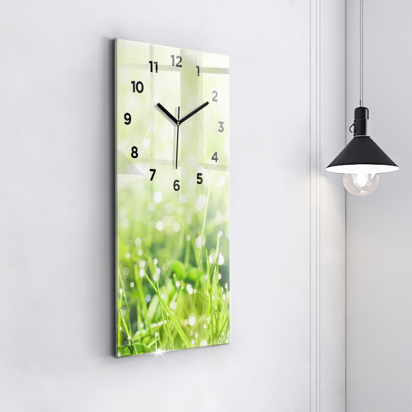 Modern vertical wall clock Green grass