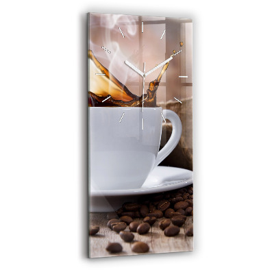 Modern vertical wall clock A cup of coffee
