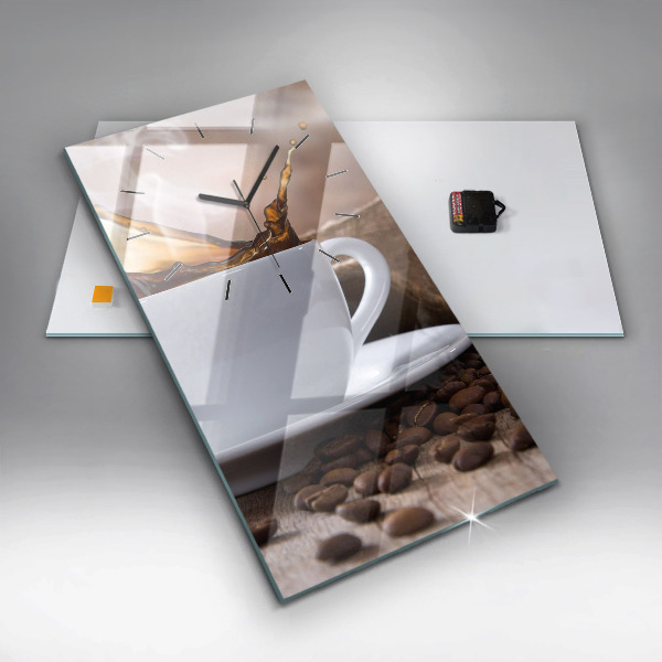Modern vertical wall clock A cup of coffee