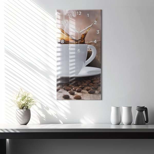 Modern vertical wall clock A cup of coffee