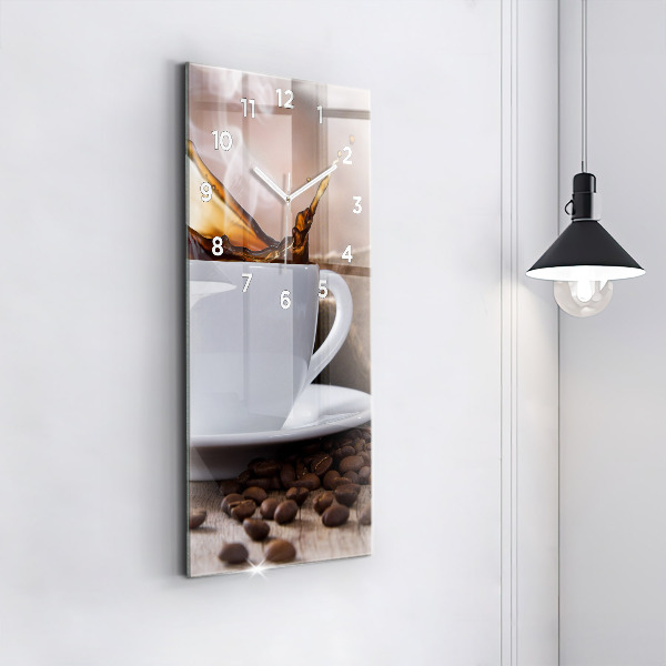 Modern vertical wall clock A cup of coffee