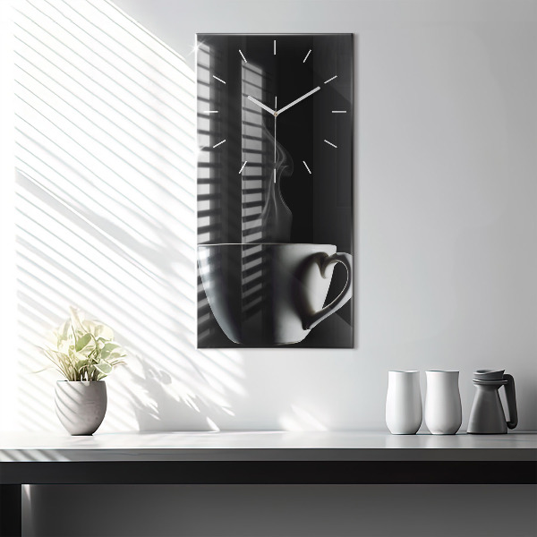 Modern vertical wall clock A cup of coffee