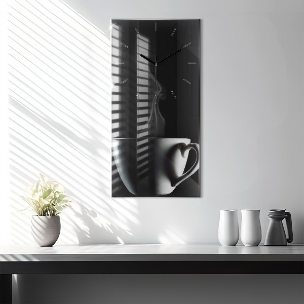 Modern vertical wall clock A cup of coffee