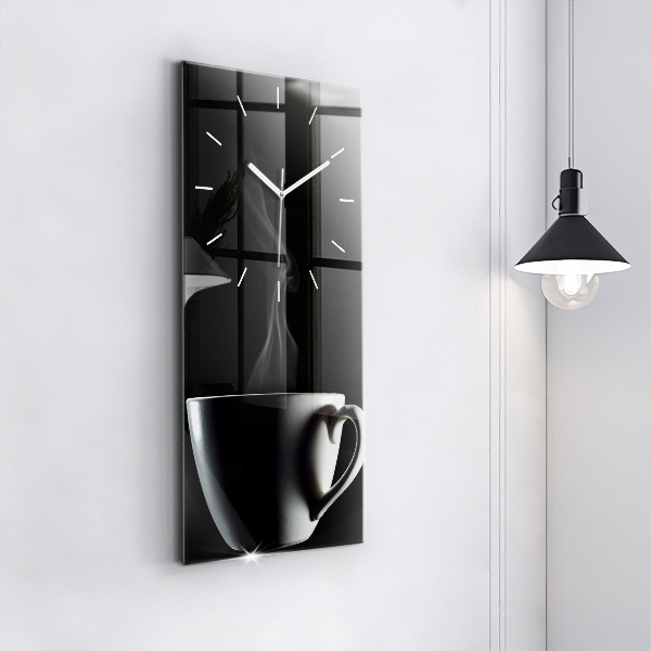 Modern vertical wall clock A cup of coffee