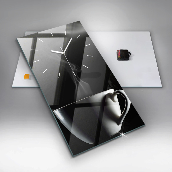 Modern vertical wall clock A cup of coffee