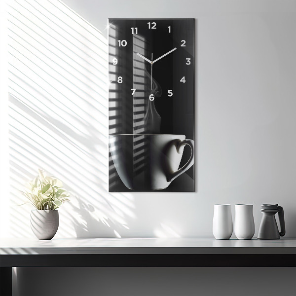 Modern vertical wall clock A cup of coffee