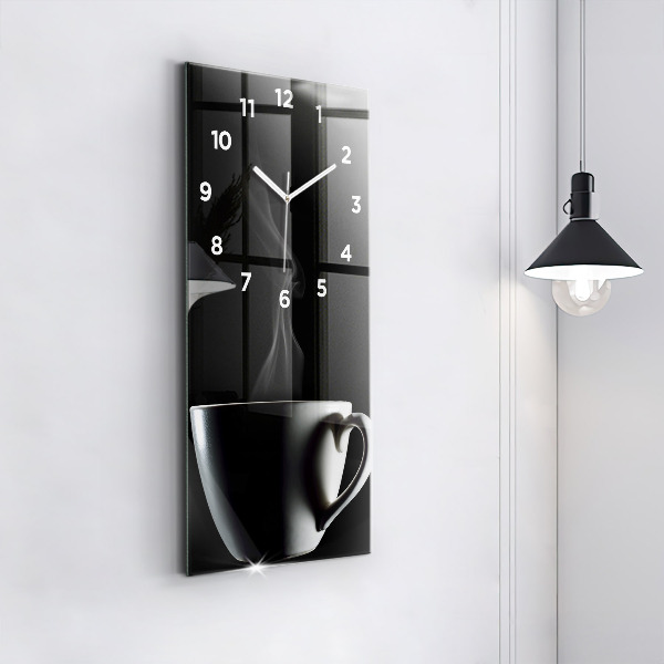 Modern vertical wall clock A cup of coffee
