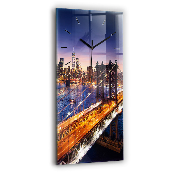 Modern vertical wall clock New York and the sunset
