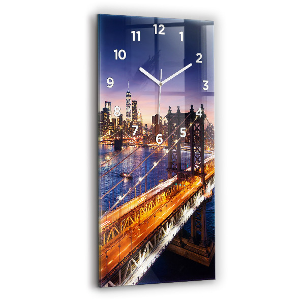 Modern vertical wall clock New York and the sunset