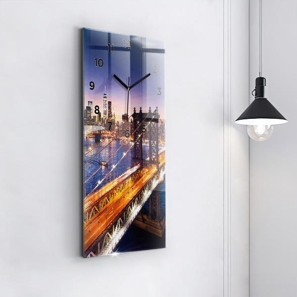 Modern vertical wall clock New York and the sunset