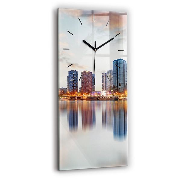 Modern vertical wall clock Panorama with the Eiffel Tower