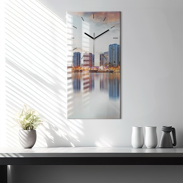 Modern vertical wall clock Panorama with the Eiffel Tower