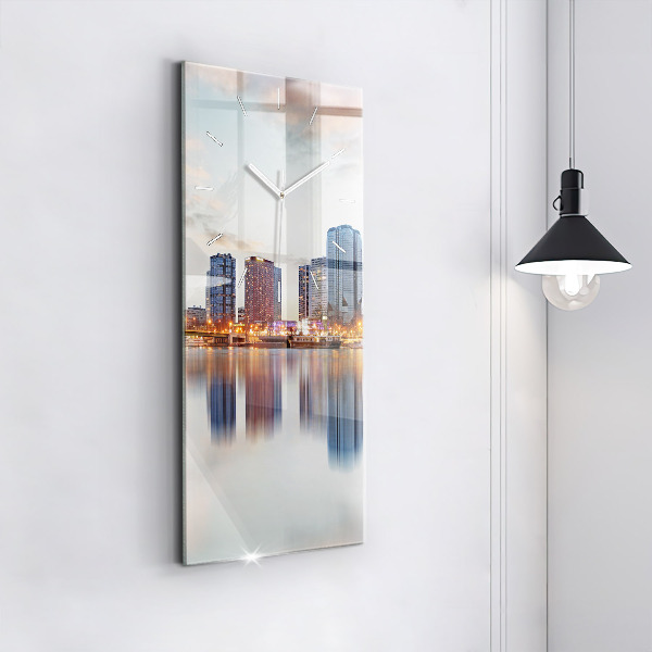 Modern vertical wall clock Panorama with the Eiffel Tower