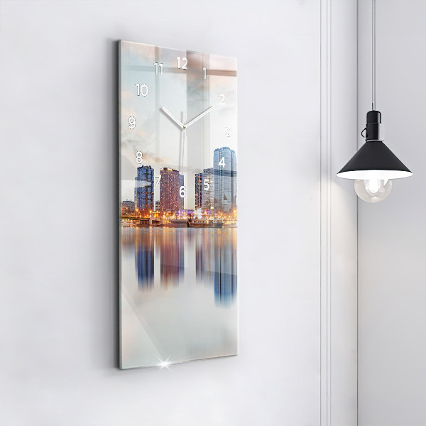 Modern vertical wall clock Panorama with the Eiffel Tower
