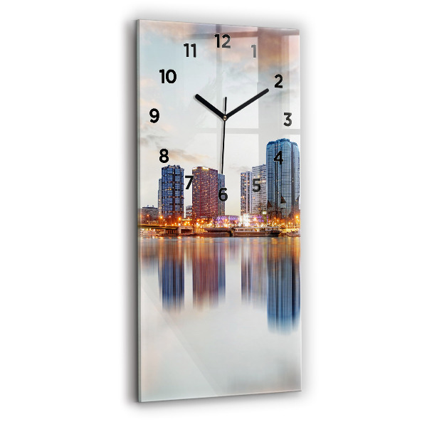 Modern vertical wall clock Panorama with the Eiffel Tower