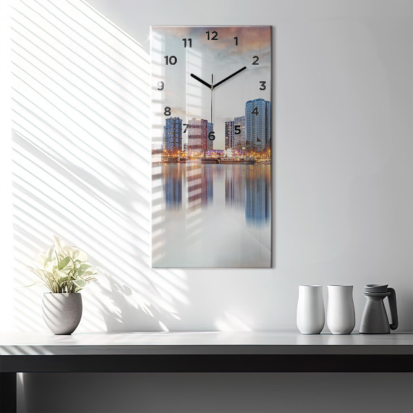 Modern vertical wall clock Panorama with the Eiffel Tower