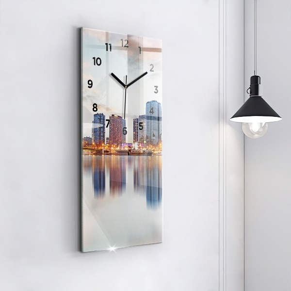 Modern vertical wall clock Panorama with the Eiffel Tower