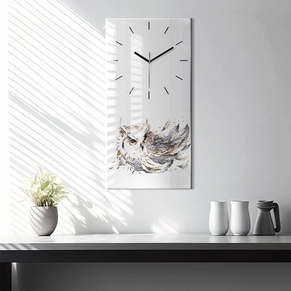Modern vertical wall clock Owl symbol of wisdom