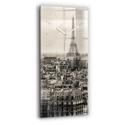 Modern vertical wall clock Landscape panorama of Paris