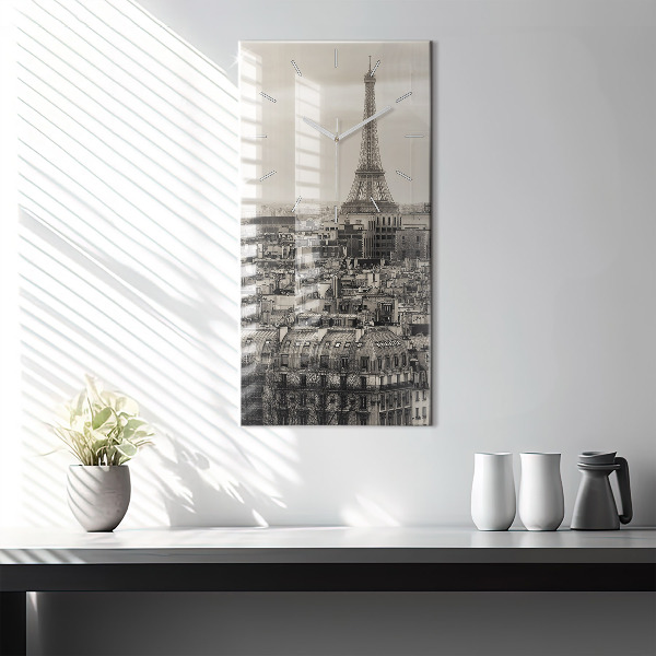 Modern vertical wall clock Landscape panorama of Paris