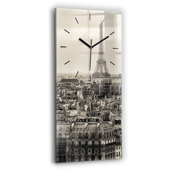 Modern vertical wall clock Landscape panorama of Paris
