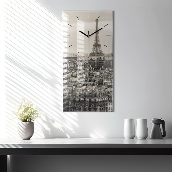 Modern vertical wall clock Landscape panorama of Paris