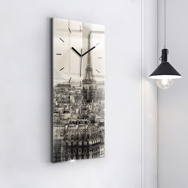 Modern vertical wall clock Landscape panorama of Paris
