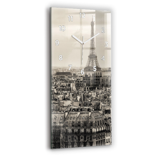 Modern vertical wall clock Landscape panorama of Paris