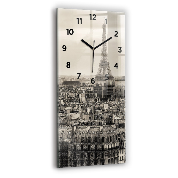 Modern vertical wall clock Landscape panorama of Paris