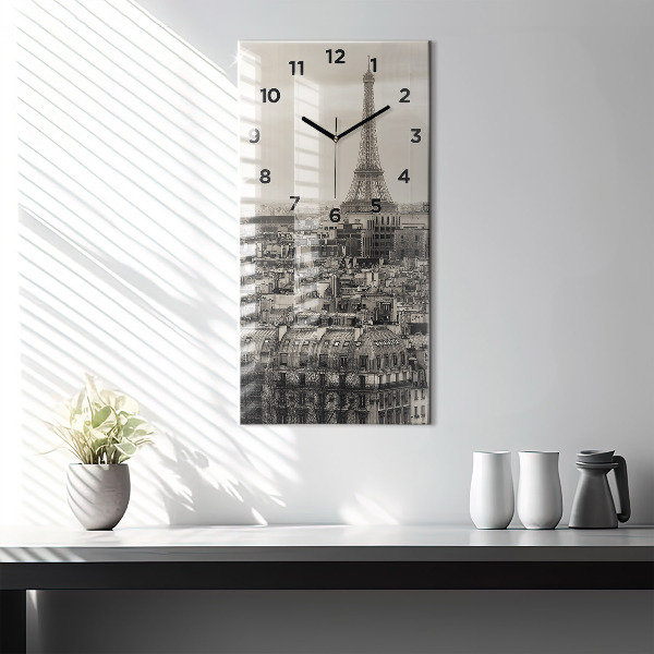 Modern vertical wall clock Landscape panorama of Paris