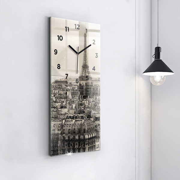 Modern vertical wall clock Landscape panorama of Paris