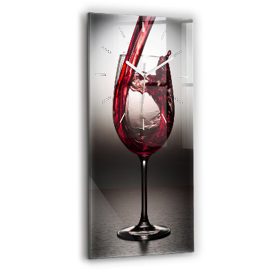 Modern vertical wall clock Glass of wine