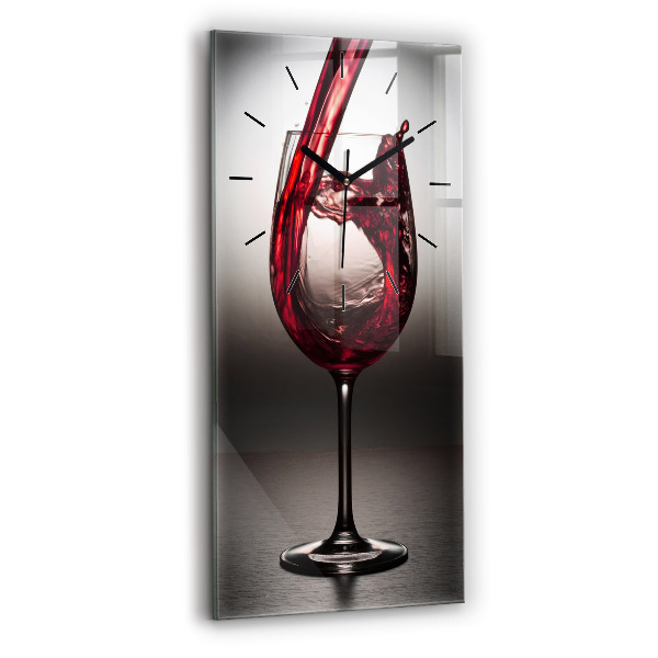 Modern vertical wall clock Glass of wine