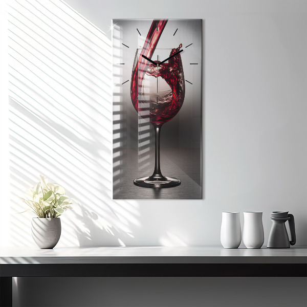 Modern vertical wall clock Glass of wine