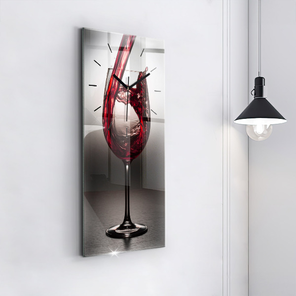 Modern vertical wall clock Glass of wine