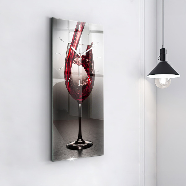 Modern vertical wall clock Glass of wine