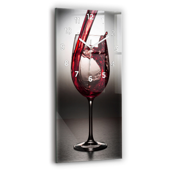 Modern vertical wall clock Glass of wine