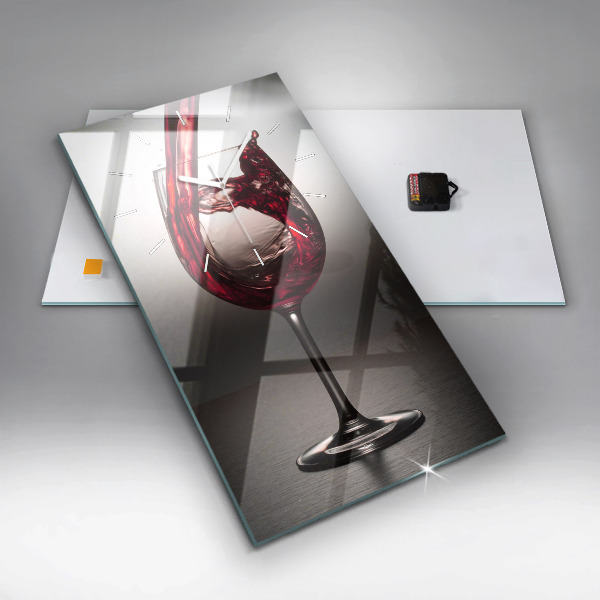 Modern vertical wall clock Glass of wine