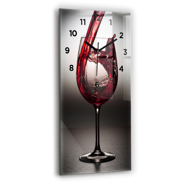 Modern vertical wall clock Glass of wine