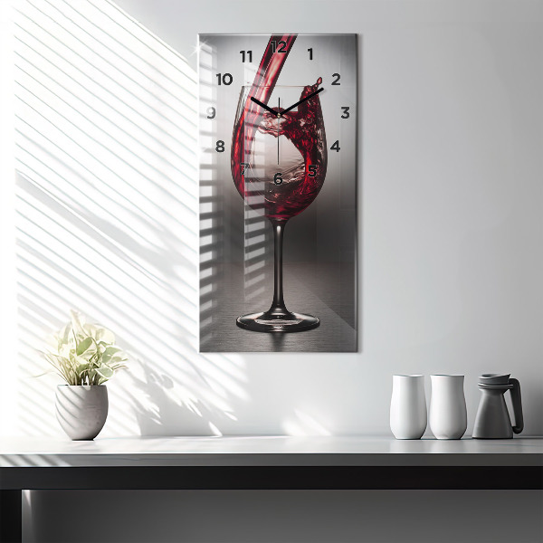 Modern vertical wall clock Glass of wine