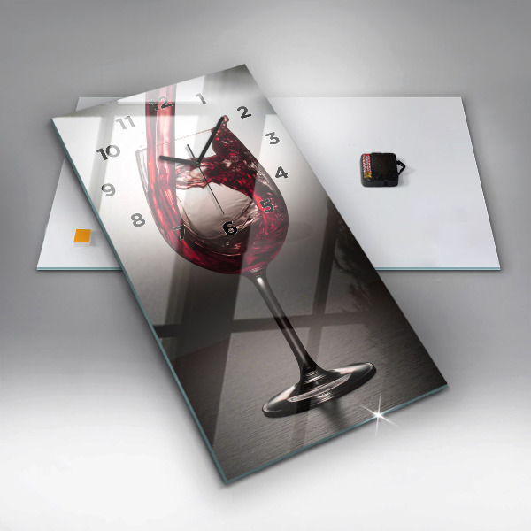 Modern vertical wall clock Glass of wine