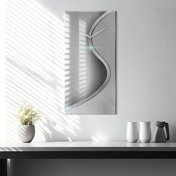 Modern vertical wall clock Gray metal abstraction