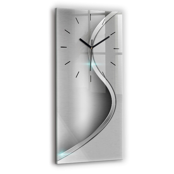 Modern vertical wall clock Gray metal abstraction