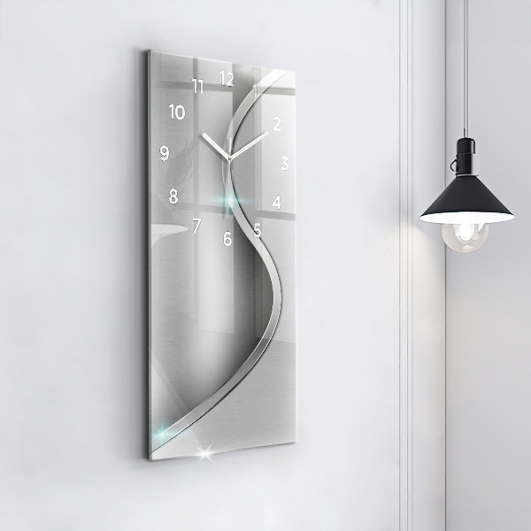 Modern vertical wall clock Gray metal abstraction