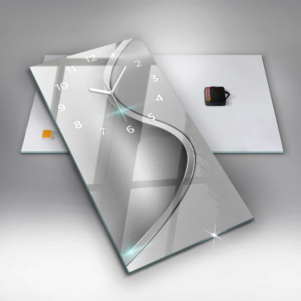 Modern vertical wall clock Gray metal abstraction